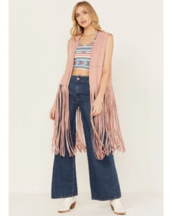 Fornia Women's Fringe Faux Suede Vest