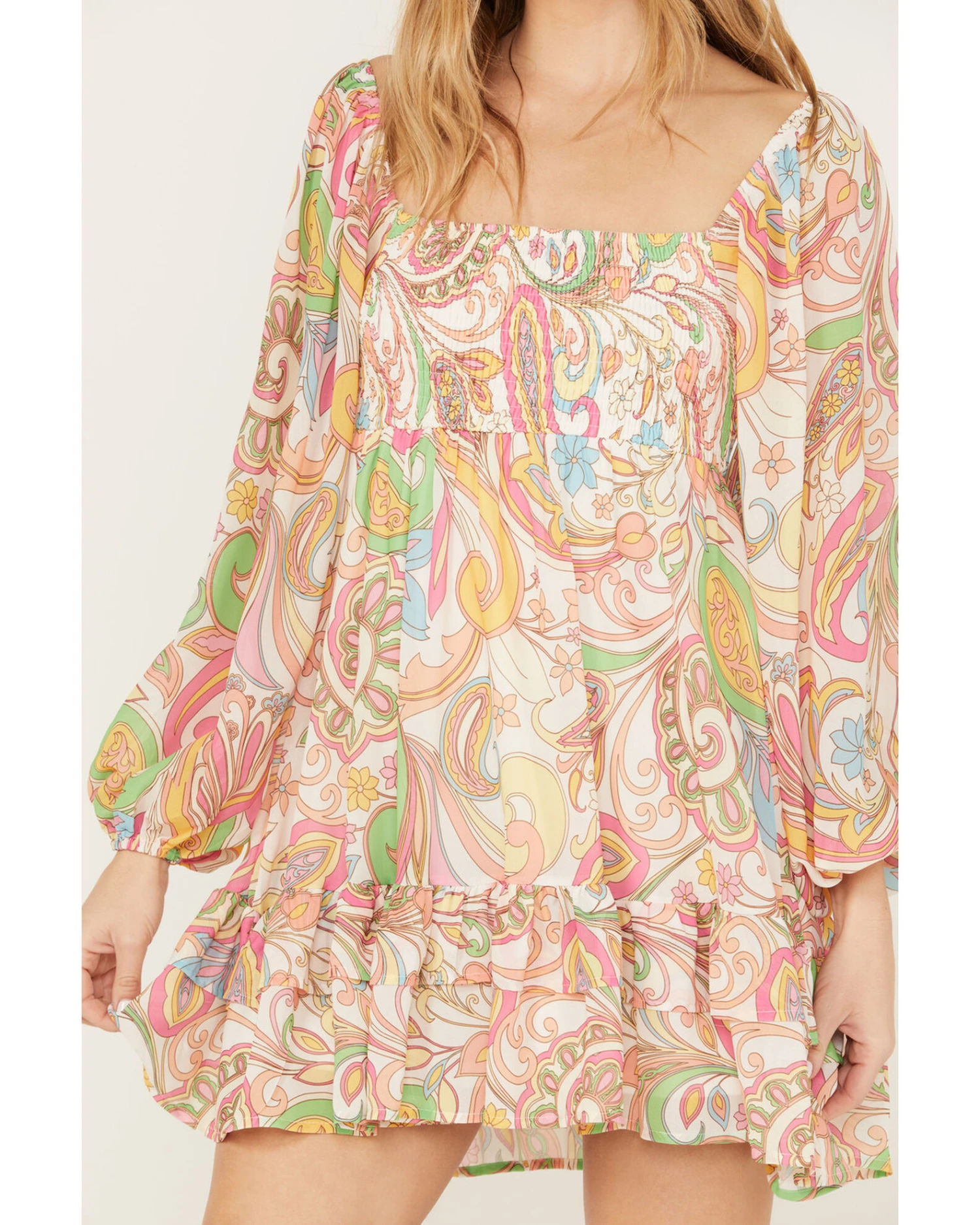 Flying Tomato Women's Paisley Print Ruffle Mini Dress - Image 3