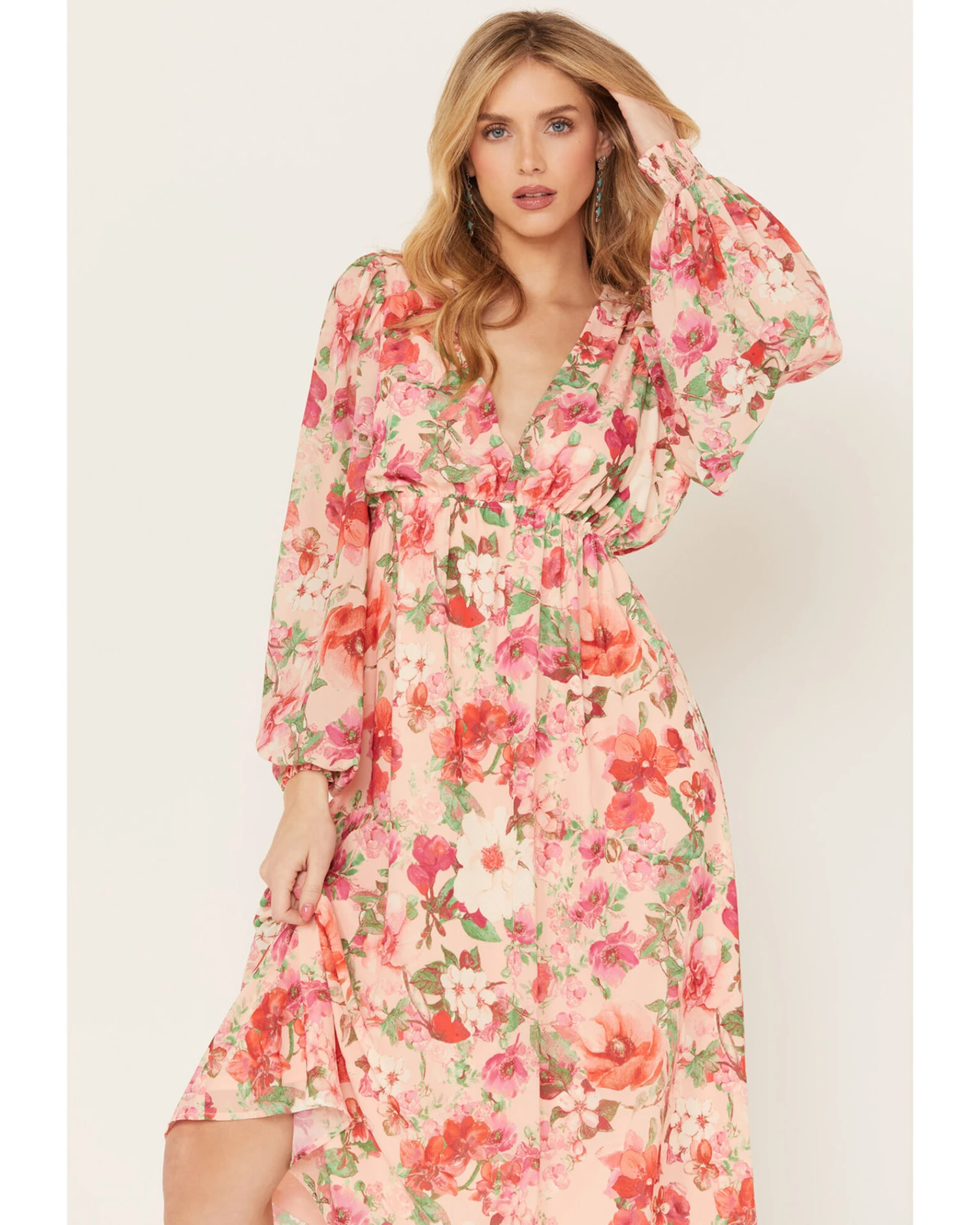 Flying Tomato Women's Floral Print Long Sleeve Midi Dress - Image 2