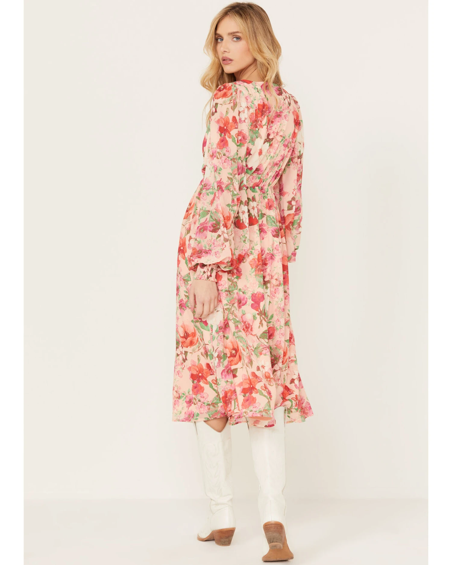 Flying Tomato Women's Floral Print Long Sleeve Midi Dress - Image 4