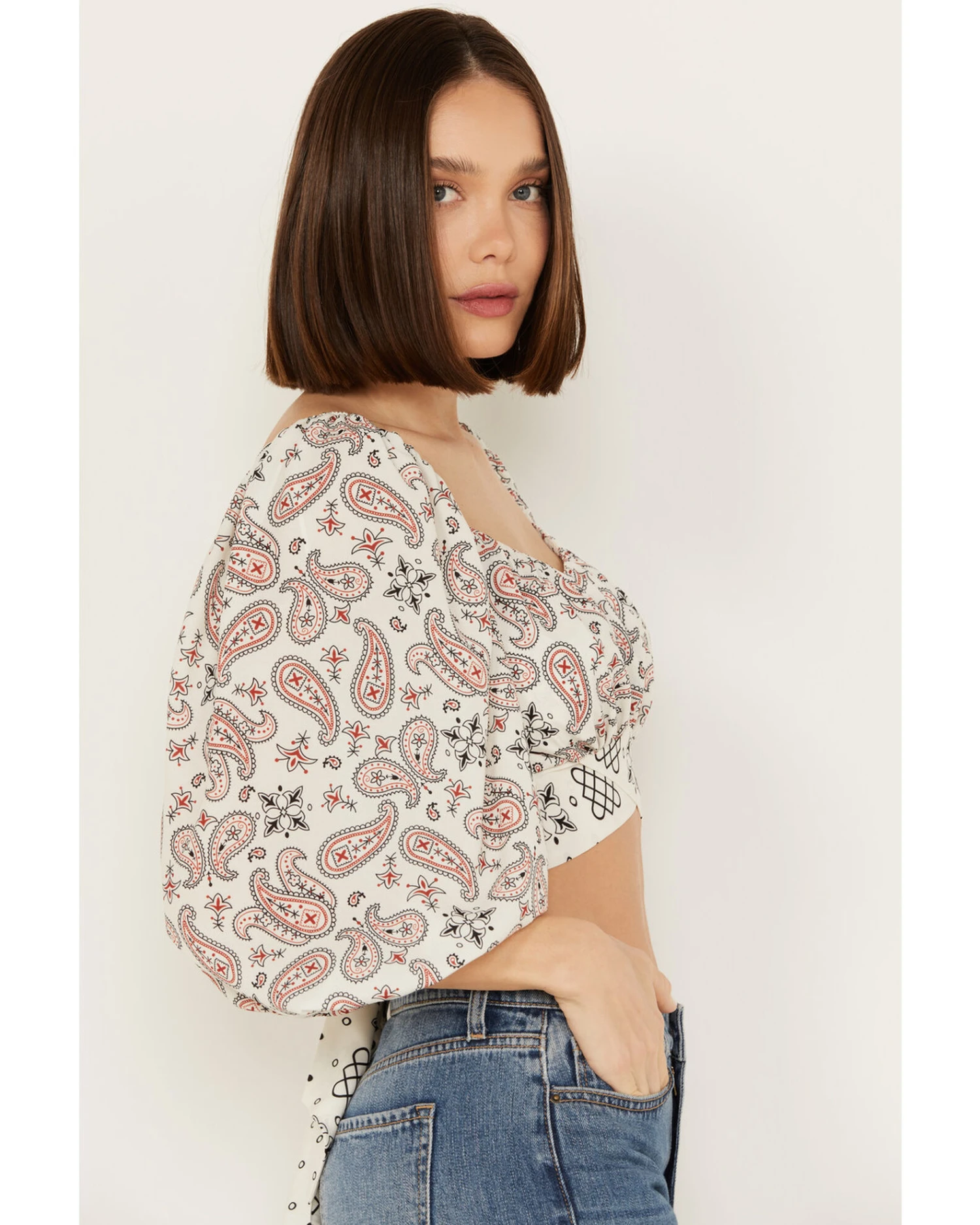 Beyond The Radar Women's Bandana Print Tie Back Top - Image 2