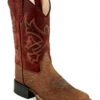Old West Boys' Bull Hide Print Western Boots - Broad Square Toe